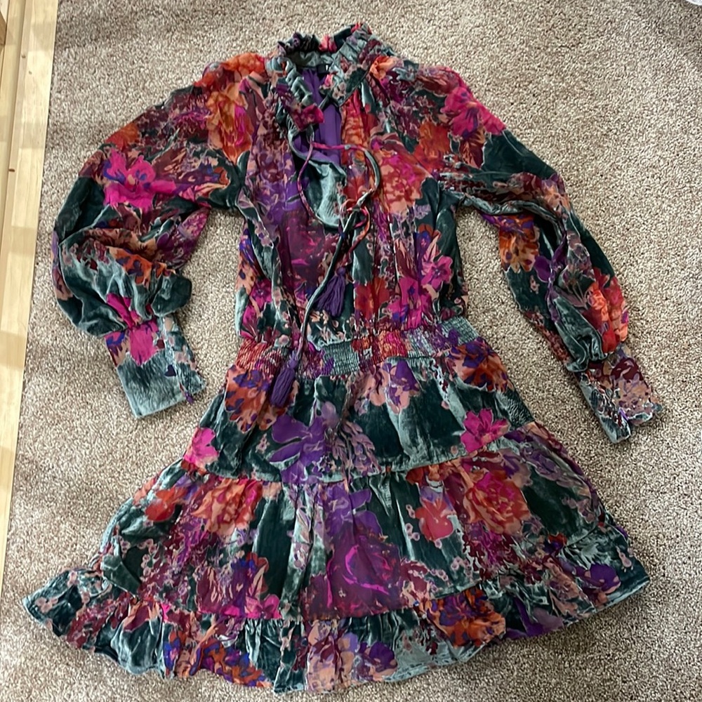 Velvet cinched waist dress